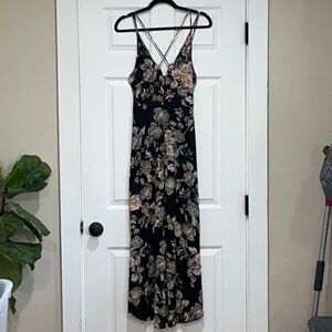 Astr Black and Tan Wrap Maxi Dress for Weddings
